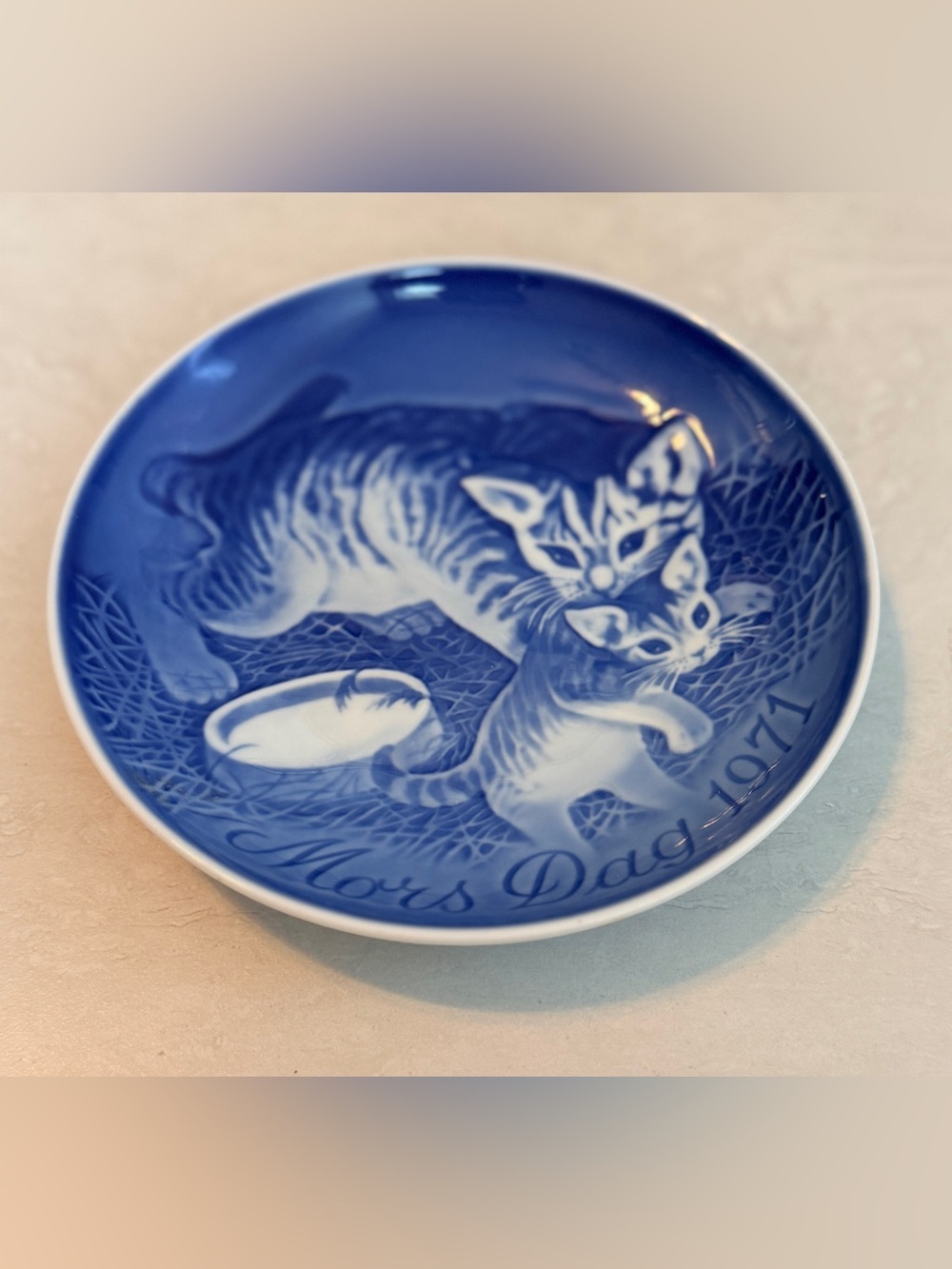 Vintage Mothers Day Copenhagen B&G Porcelain Cat 1971 Decorative Plate 8000/9371